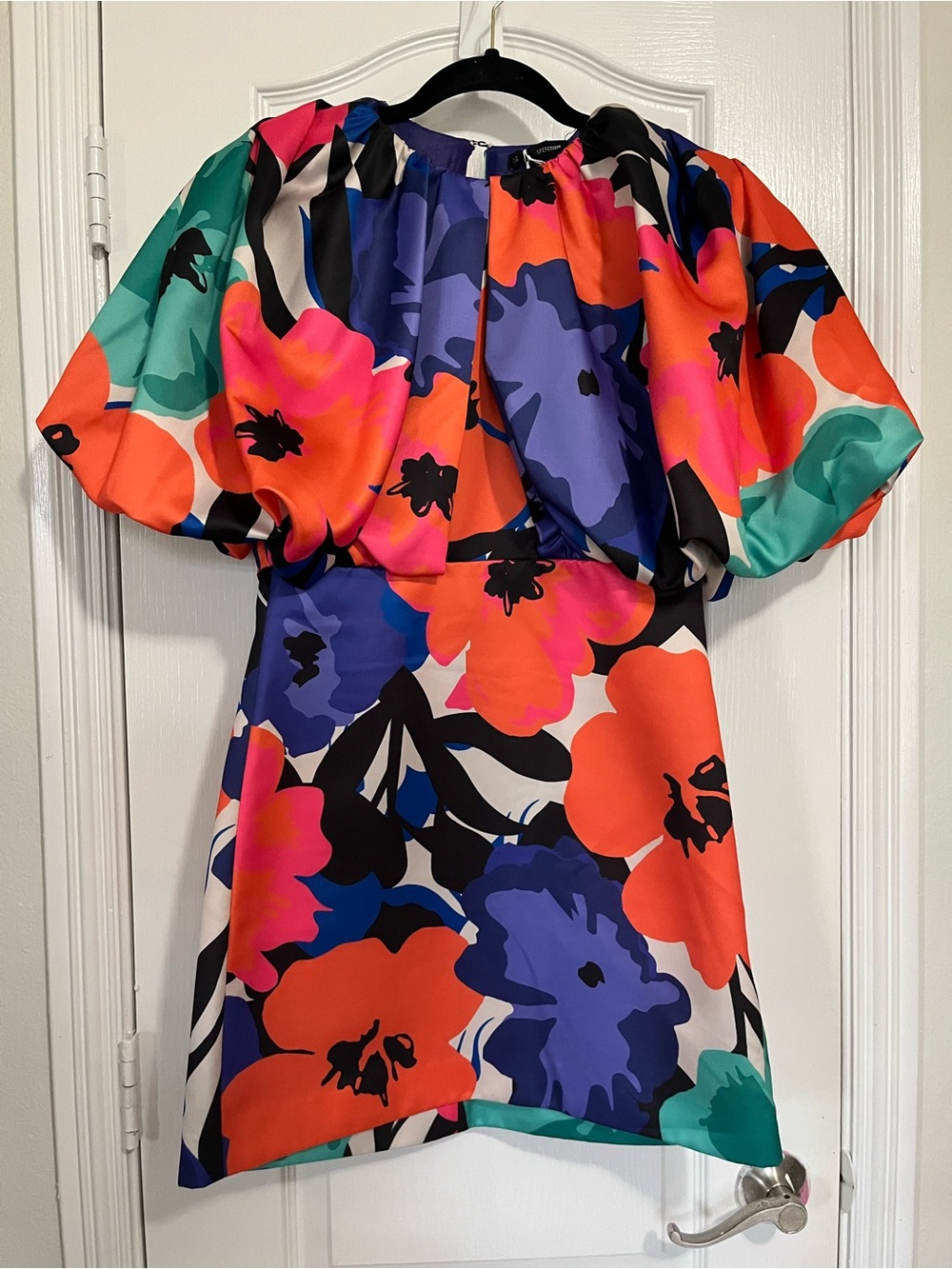 Sean Collection Multicolor Floral Print Dress in Purple, Orange, Pink, Black
